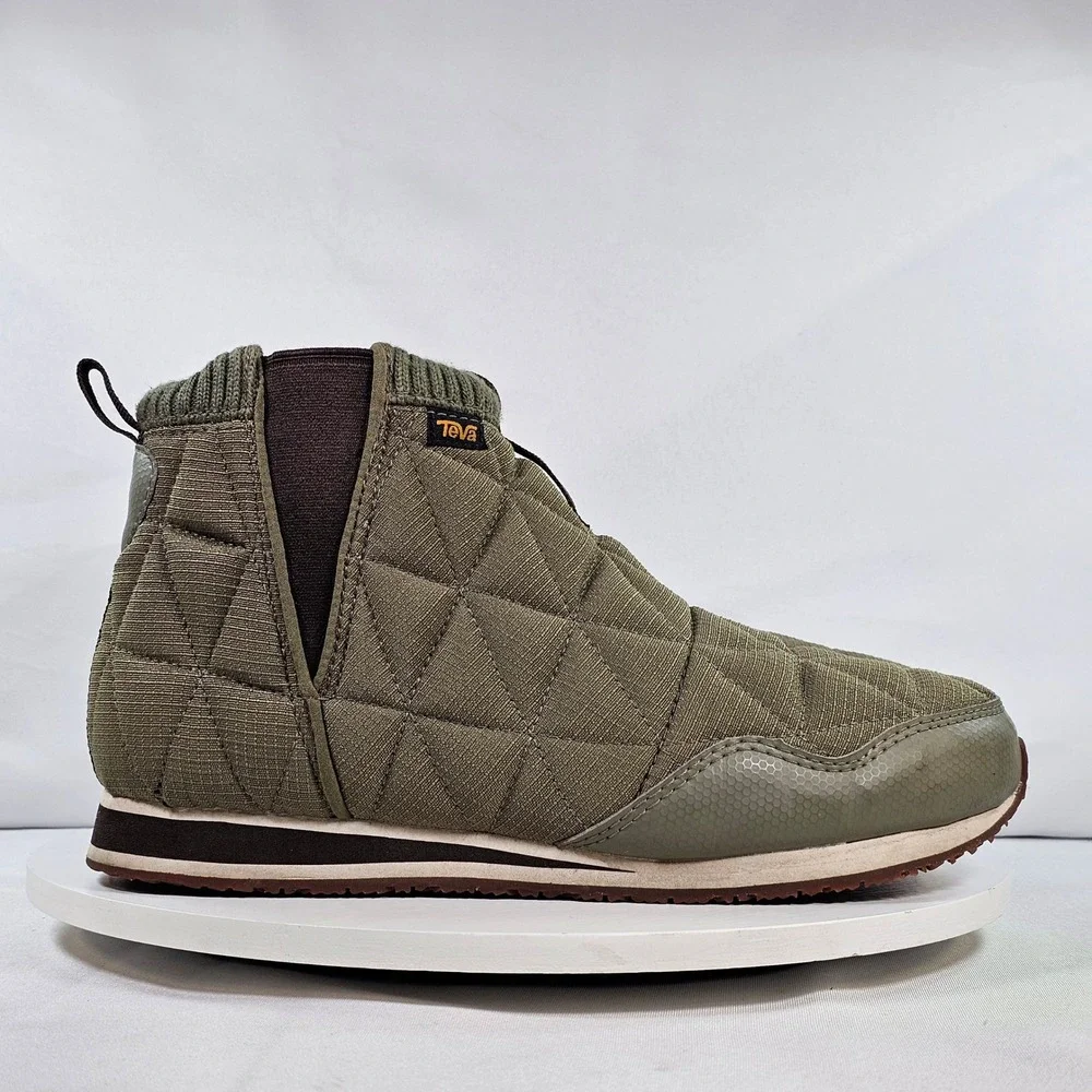 Teva ReEmber Mid Olive Green Quilted Slip On Booties 1123431 Womens 9